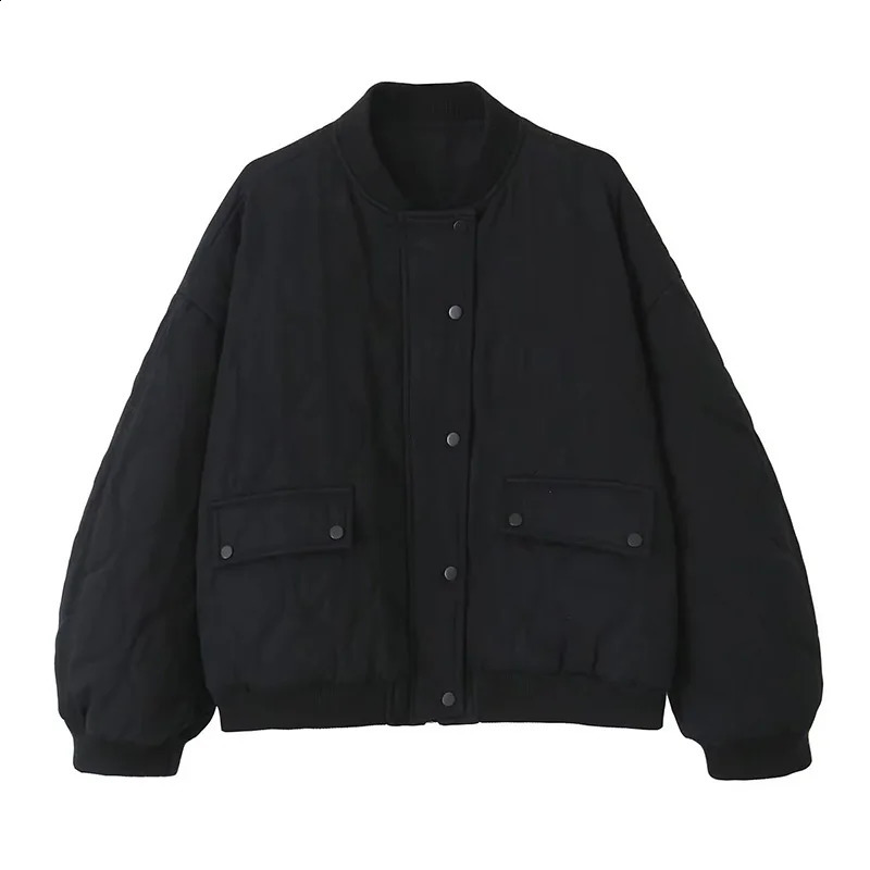 Grey Oversize Womens Jacket Bomber Loose Winter 2024 Parkas Padding Coat Quilted Green Fashion Vintage Stylish Casual Chic Y2k 240924