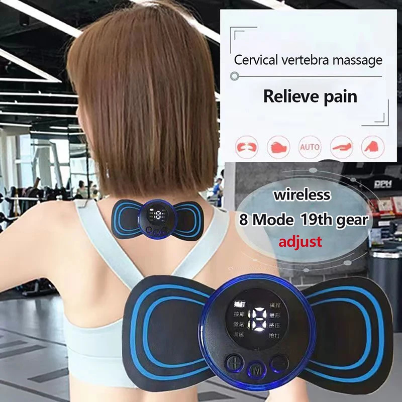 Portable EMS Neck Stretcher Electric Massager 8 Mode Cervical Massage Patch Pulse Muscle Stimulator Relief Pain 240919