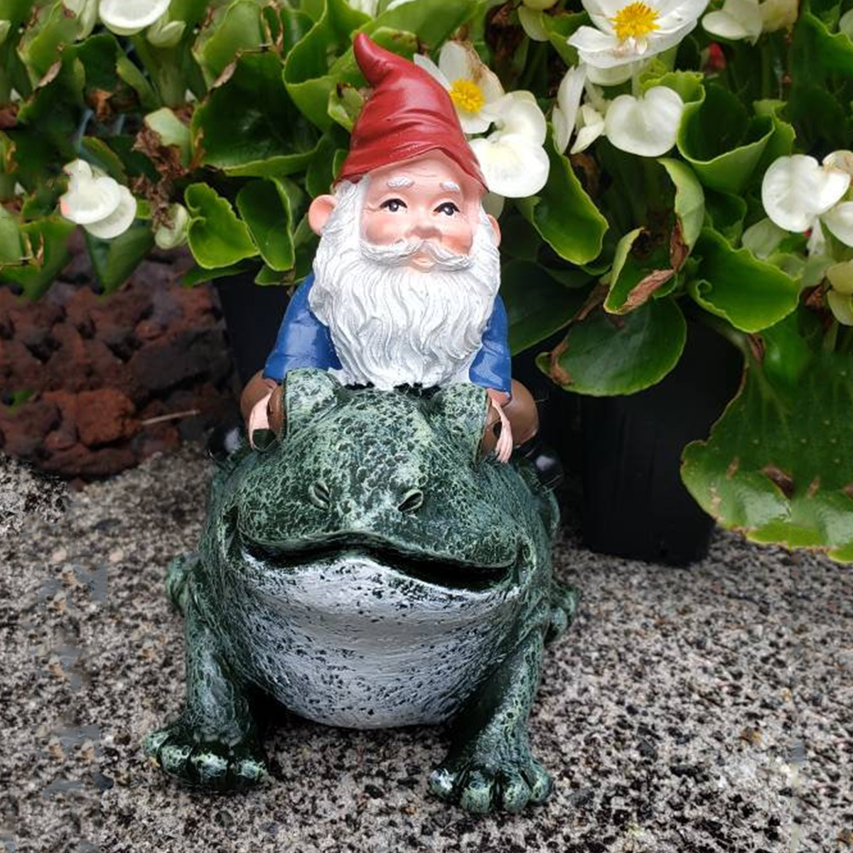 Gnome Riding Frog Statue Fairy Garden Decoration Funny Gnome Doll Gnome Resin Craft Statue