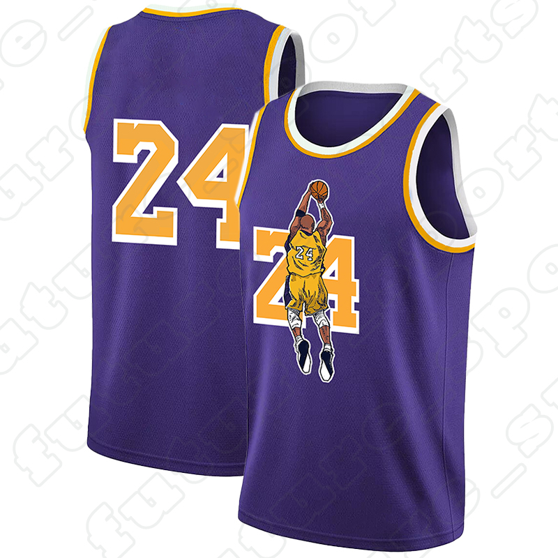 Men's Purple Basketball Jerseys Legends 24 Portrait Hip Hop Fashion Embroidered Stitched Sports Shirts Gifts for Breathable Basketball