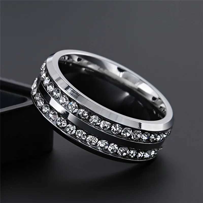 ZORCVENS New Fashion Gold and Silver Colored Stainless Steel Cubic Zirconia Finger Ring Fashion Jewelry Zirconia Wedding Ring W240925