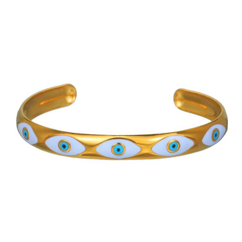 Vintage Stainless Steel Boho Enamel Evil Eye Bangles Bracelets for Women Men Classic Colorful Eyes Open Cuff Bangles JewelryX240925