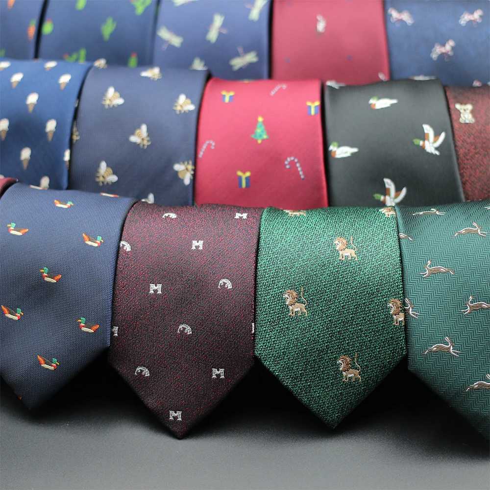 Mens Business Classic Tie 7cm Jacquard Cartoon Pattern Wedding Collar Daily Wearing Tie Accessories Gifts Y240925