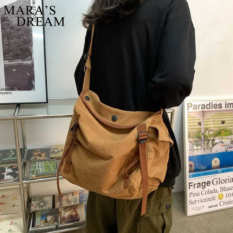 Mara Dream Canvas Messenger Bag Retro Japanese Style Women Crossbody Bag Trendy Shoulder Messenger Bag High Capacity Travel Bag Z240924