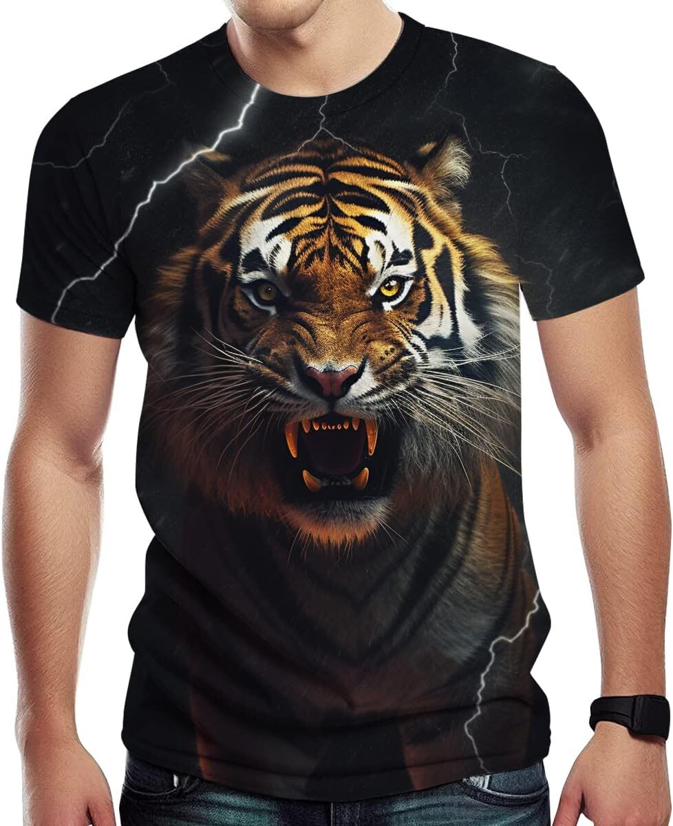 Mens T shirt Casual Tiger Graphic T-Shirt for Men Novelty Animal Pattern Short Sleeve Shirts, shirts tshirt graphic tee Casual tops summer free shippi