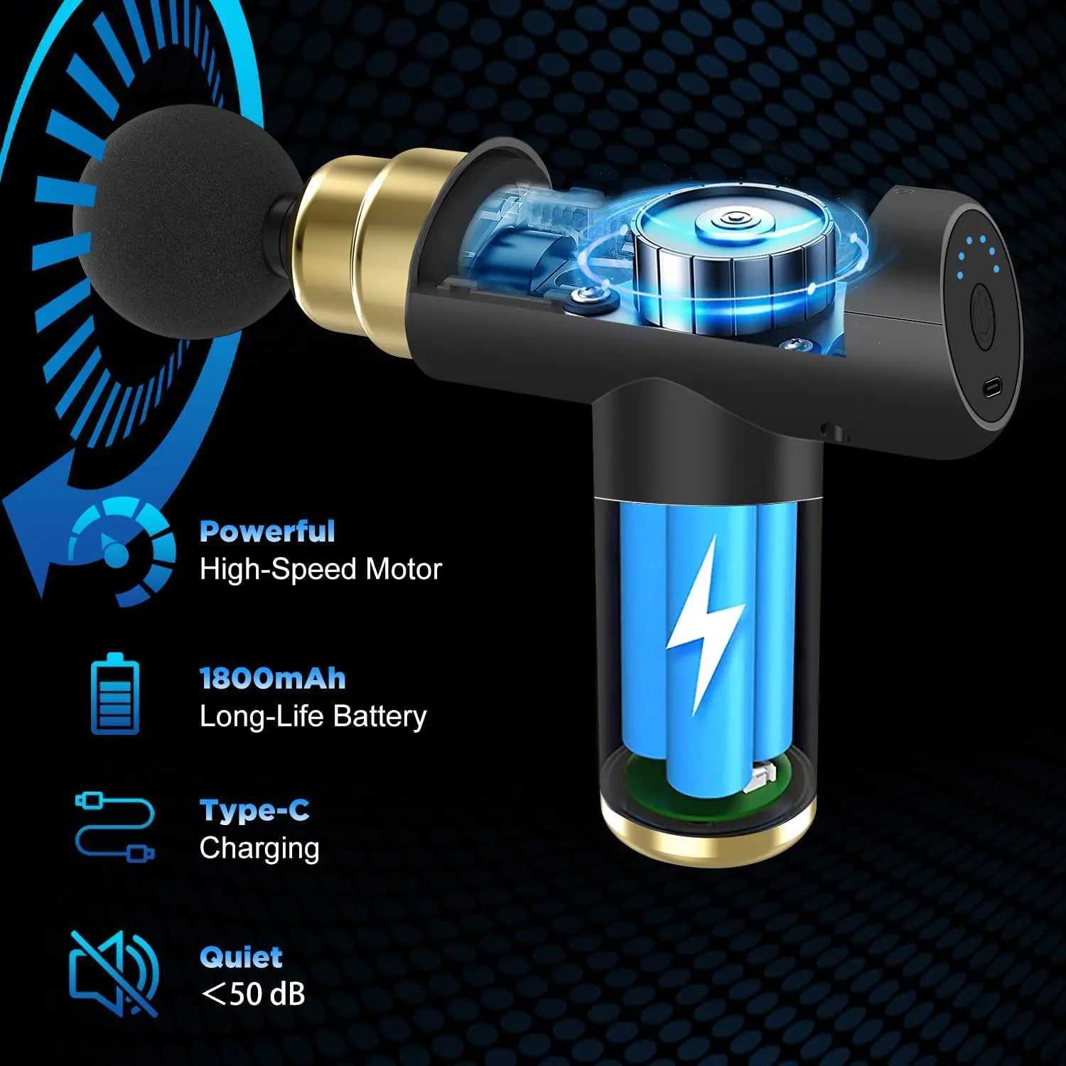 Professional 6-speed 4-head massage gun deep tissue sensation body muscle massager back neck shoulder leg pain relief gift W240924