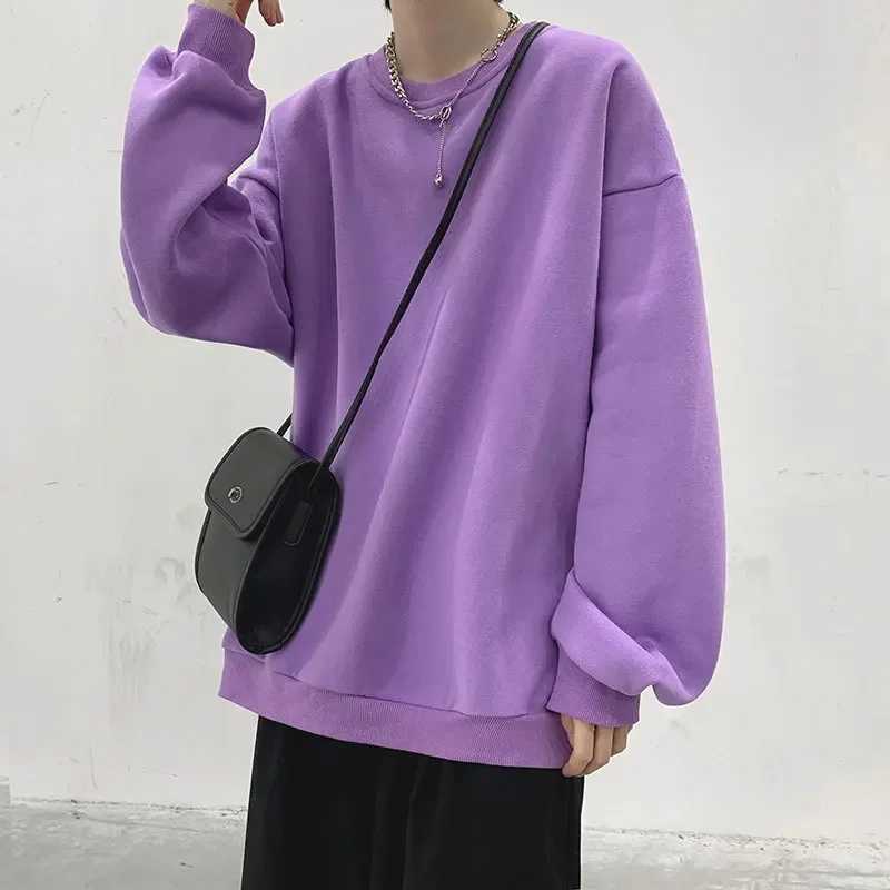 Autumn Mens Hoodies Sweatshirts Casual Fit Hong Kong Style Couple Matching Korean Trendy Oversize Round Neck JacketX240925