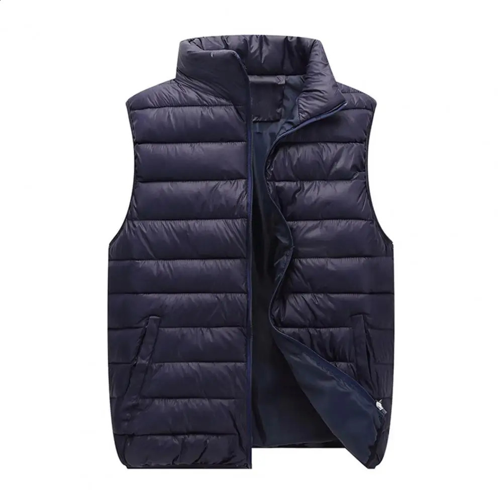 Winter mens duck down vest ultra light sleeveless inflatable fashionable jacket stand up windproof 240918