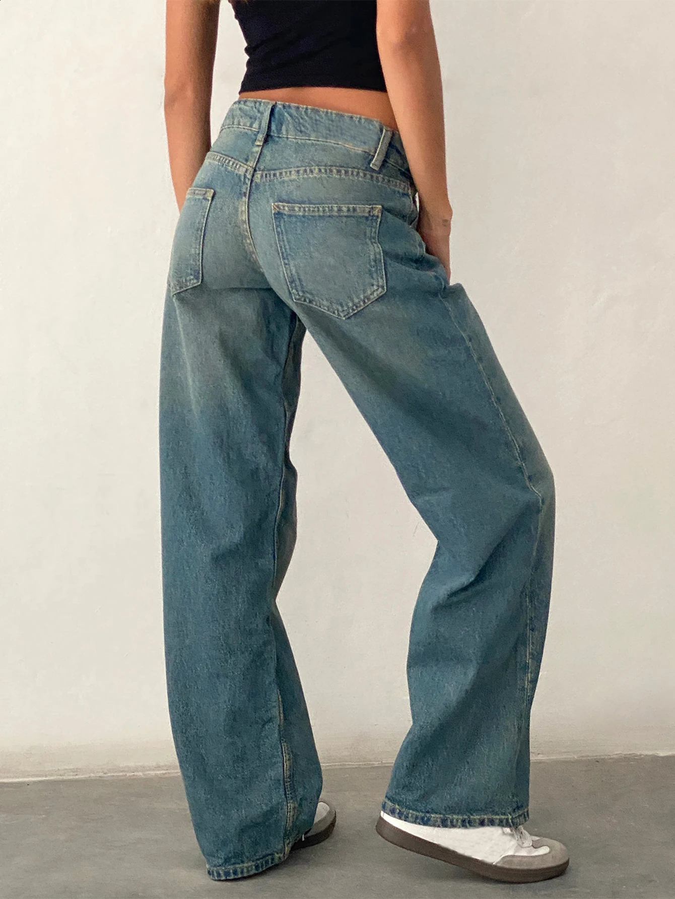 Womens Y2K Wide Leg Jeans Baggy High Waist Straight Leg Boyfriend Denim Pants Casual Vintage Loose Jeans Streetwear 240921