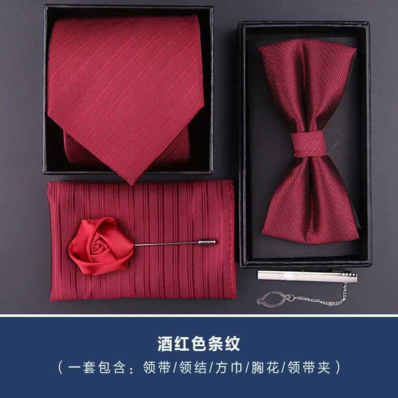 Mens Tie Set Mens Tie 5 Set Formal Set Professional Color Fashion Korean Business Edition Stripe Wedding Gro Gift Box Y240925