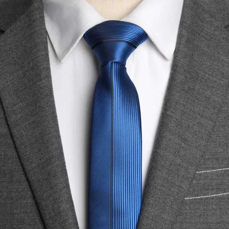 Mens tie strip luxurious collar fashionable jacquard weave fine black blue paisley collar party shirt gift accessories Y240925