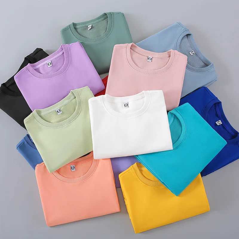 9.17oz 260 Grams Round Neck Pullover Sweater Men Solid Color Long Sleeve Sweatshirts Streetwear for AutumnX240925