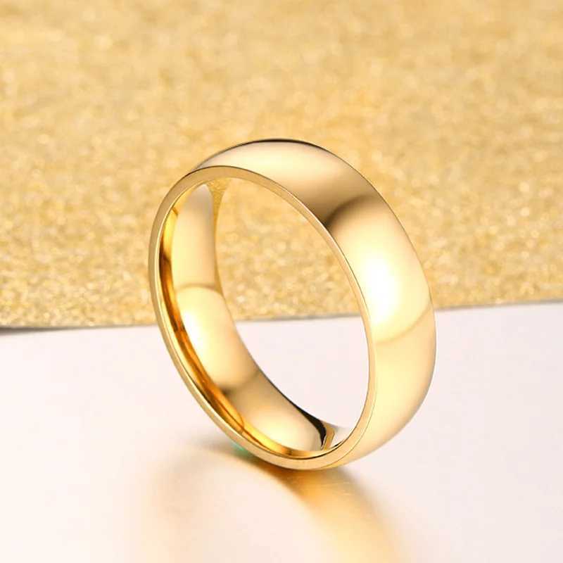 Classic gold wedding band engagement ring 6mm wide mens US size 4 5 6 7 8 9 10 12 14 15 W240925