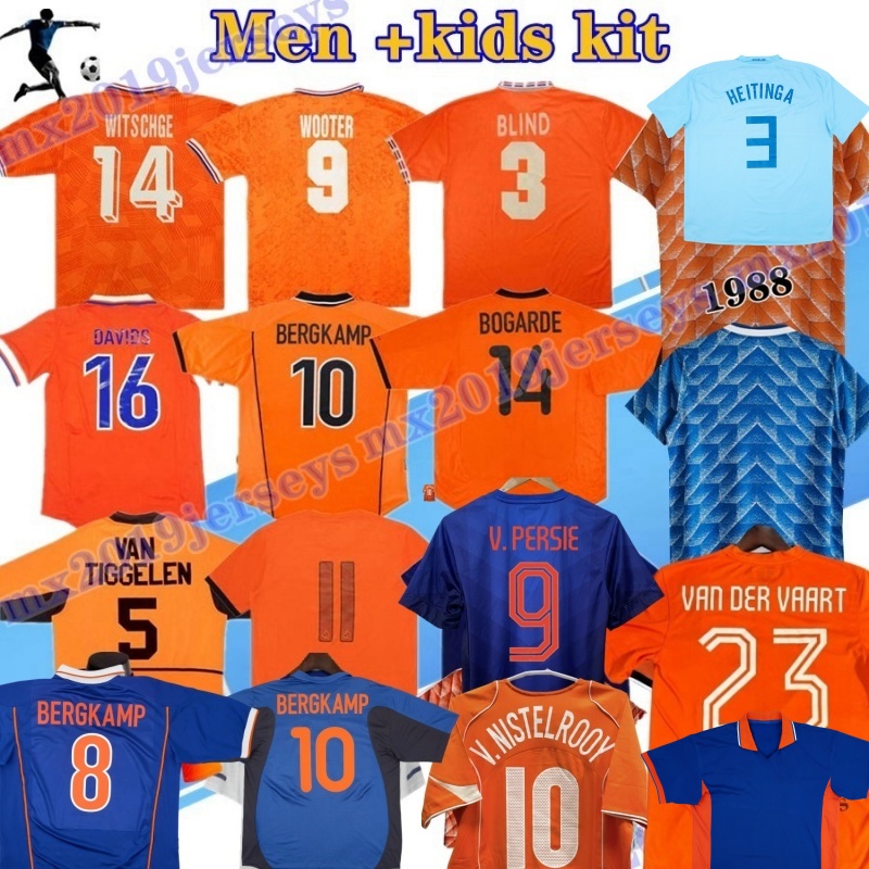 Retro 1988 Soccer Jerseys 88 Van Basten 1997 1998 1994 Holland BERGKAMP 96 97 98 12 14 Gullit Rijkaard DAVIDS 2000 2008 classic football shirts kids kit