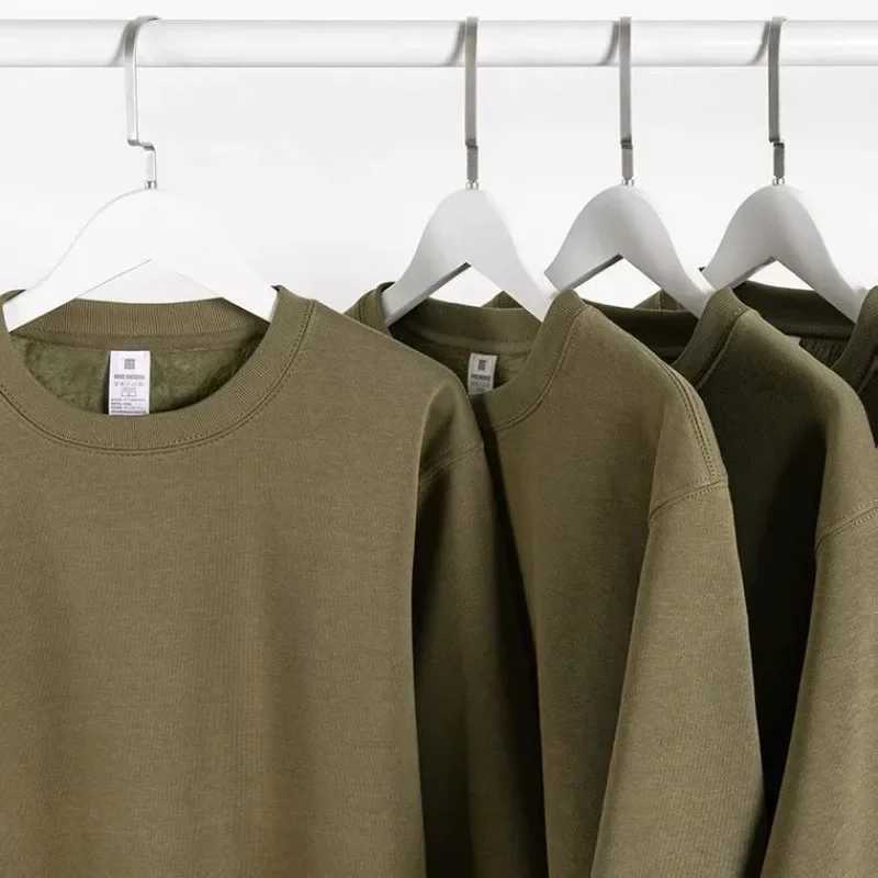 Solid Color 500g Sweatshirt Men Women Casual American Ins Street Style Round Nedck Fleece Clothing Winter 2024 NewX240925