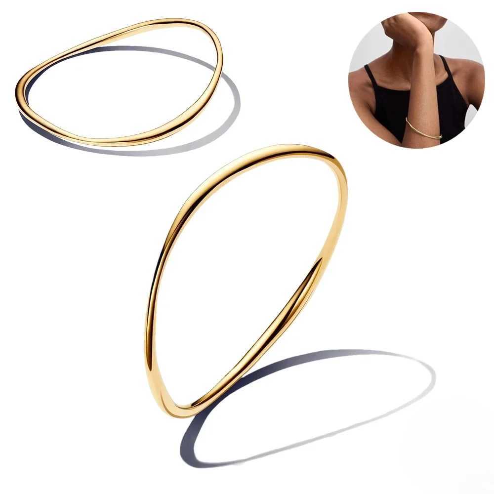 Hot Popular New 2024 Organic Shaped Wide Open Bangle Fashion Bracelet for Women Gift Fashion Classic DropshippringX240925