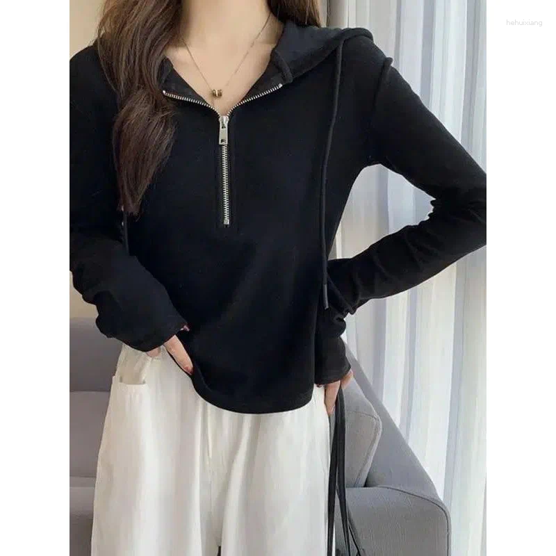 Kpop Zip-Up Hoodies: Sexy Solid Cropped Cardigan For Women