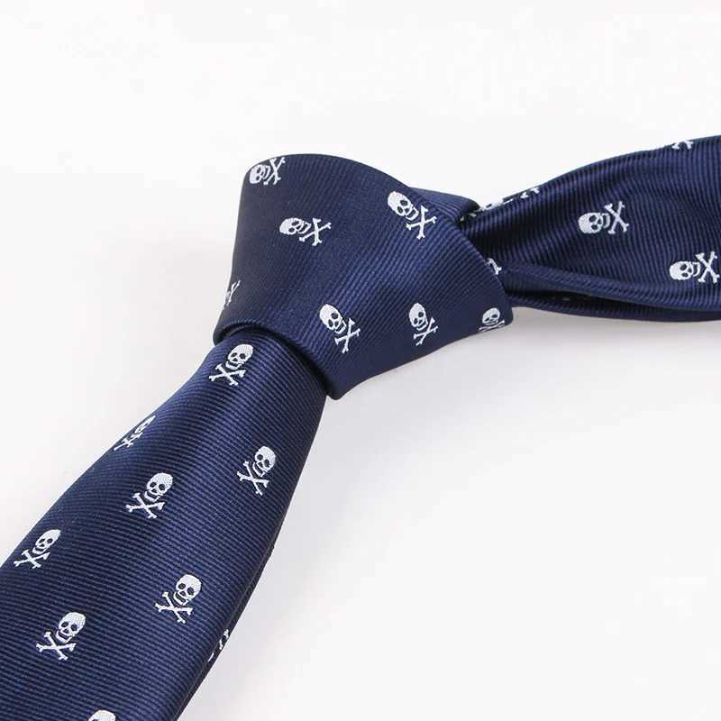 6CM Halloween Tie Fashion Mens Polter Skl Bicycle Narrow Neck Casual Navy Tie Party Set Shirt Collar Accessories Y240925
