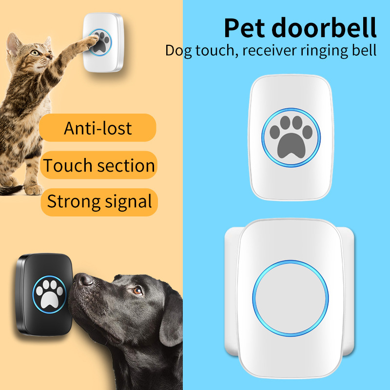 Wireless Doorbell For Pets Remote Control Pet Bell Touching Button Dog Door Bell Dog Door Training Bell EU UK US AU Plug