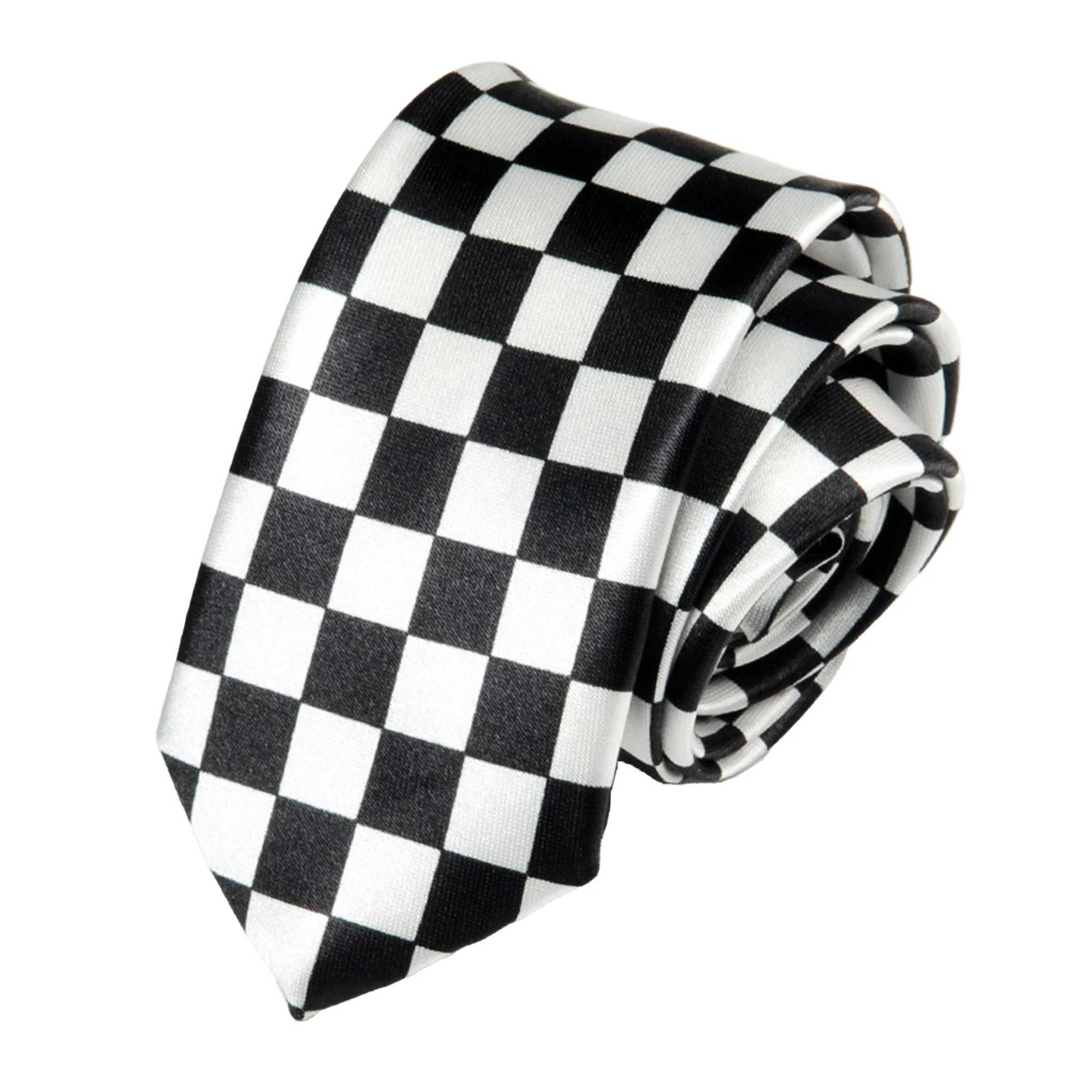 1 unisex black and white checkered plain weave casual fashion tie suitable for pairing with suits or daily accessories Y240925