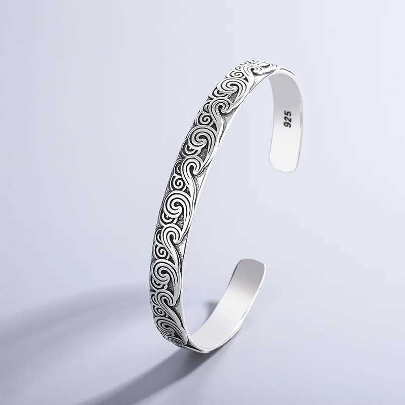 New Arrival Retro Wave Bracelets 925 Sterling Silver Jewelry Fashion Spray Personality Sweet Cloud Opening Bangles TYB116X240925