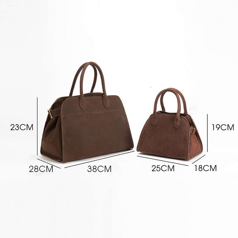 Donna-in Natural Suede Handbag for Women Nubuck Cow Leather Large Capacity Casual Tote Bag Solid Commute