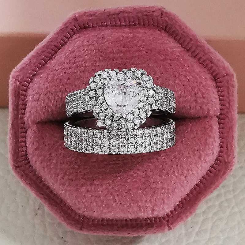 New luxury silver deluxe wedding ring set suitable for brides women engagement fingers parties gifts designer jewelry R4428 W240925