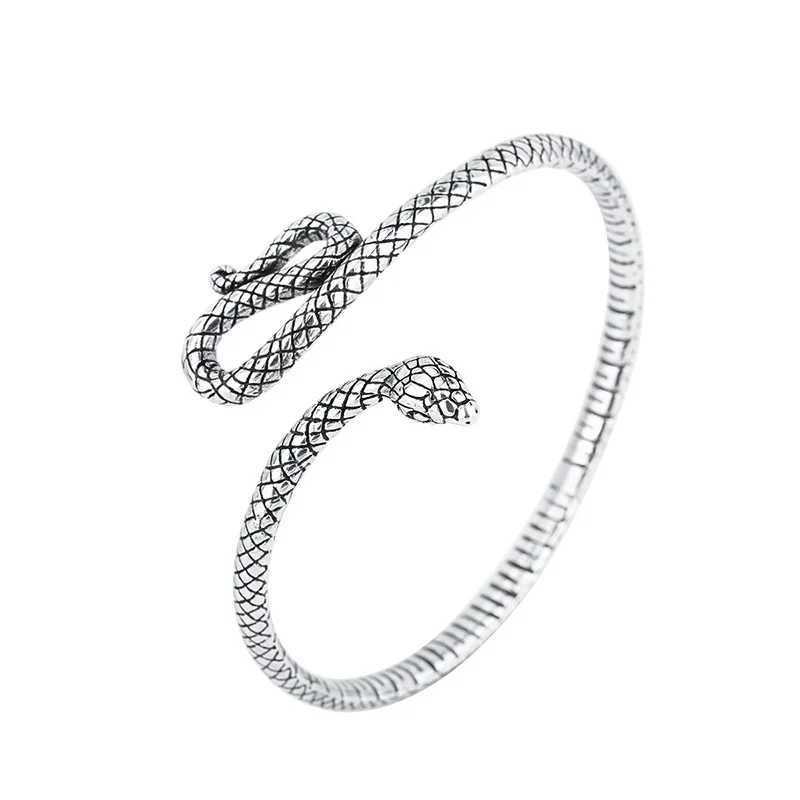 New Creative Retro Snake Shape Bracelets 925 Sterling Silver Jewelry Personality Temperament Animal Opening Bangles SL030X240925