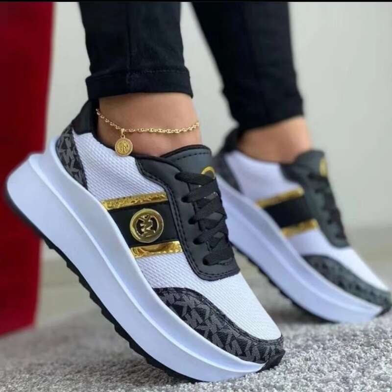 2024 Women Vulcanize Fashion Tenis Sneakers Lace-Up Breathable Sports Wedges Platform Female Footwear Ladies Casual Shoes fmv
