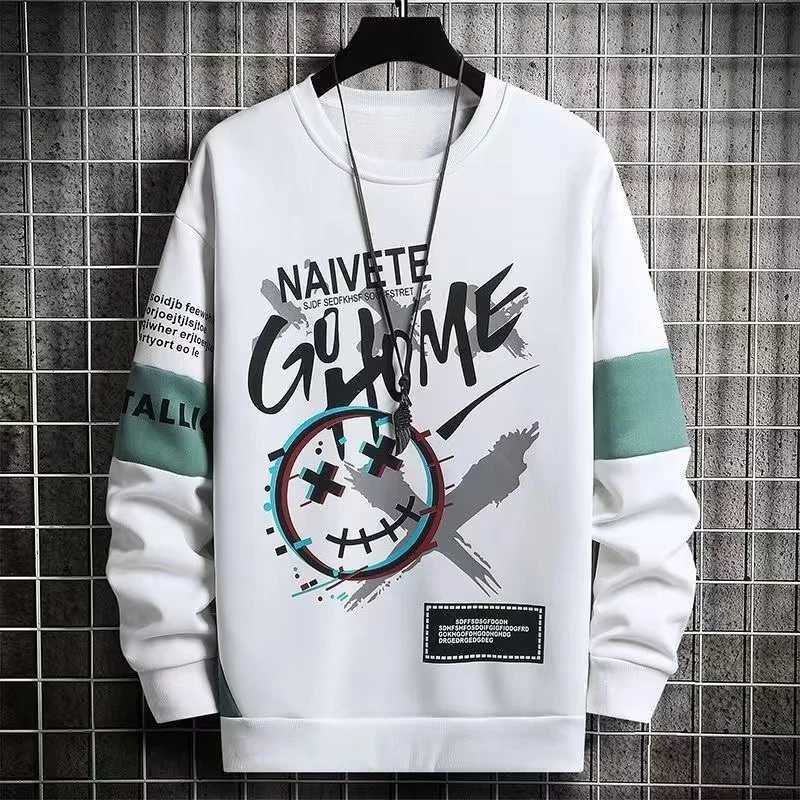 American Round Neck Pullover Long Sleeved T-Shirt Men Spring And Autumn Loose Lazy Style Hoodie Trendy Brand Plus Size Top MenX240925