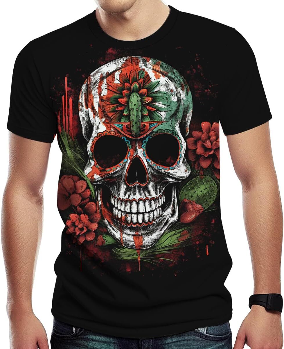 2025S Fashion Designer T Shirt Mens Novelty Mexico T Shirt Skull Graphic Shirts With Sleeve Shirts Tshirt Graphic Tee Casual Tops Summer Clothes Short