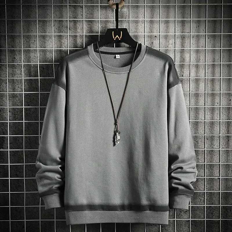 Simple Round Neck Sweatshirt Men Autumn Harajuku Print Sweatshirts Streetwear Hip Hop Pullover Mens Casual Long Sleeve HoodiesX240925