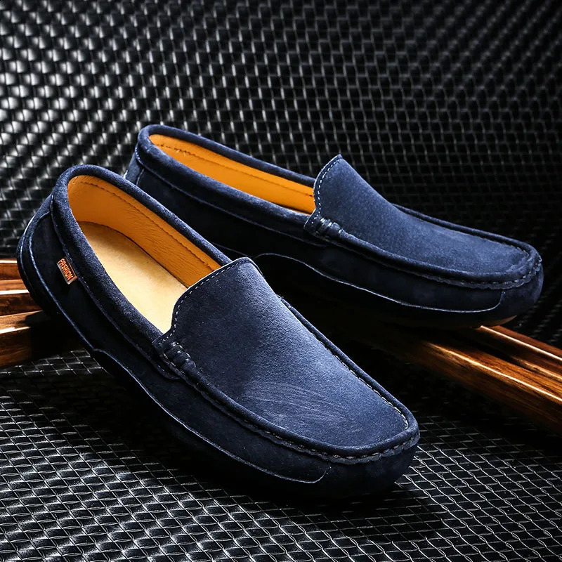 Fashion Mens Suede Leather Casual Italian Soft Men Loafers Handmade Moccasins Breathable Slip on Boat Flats Driving Shoes 240924