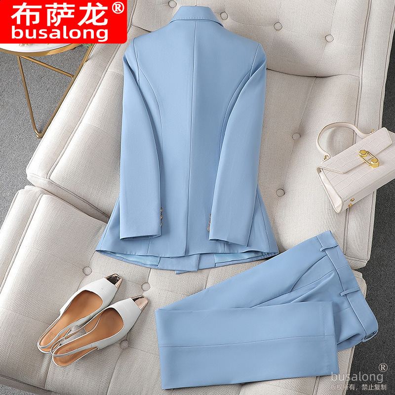 2023 New Busaron Womens Long sleeved Professional Suit and Pants Formal Set Interview Sales 8513
