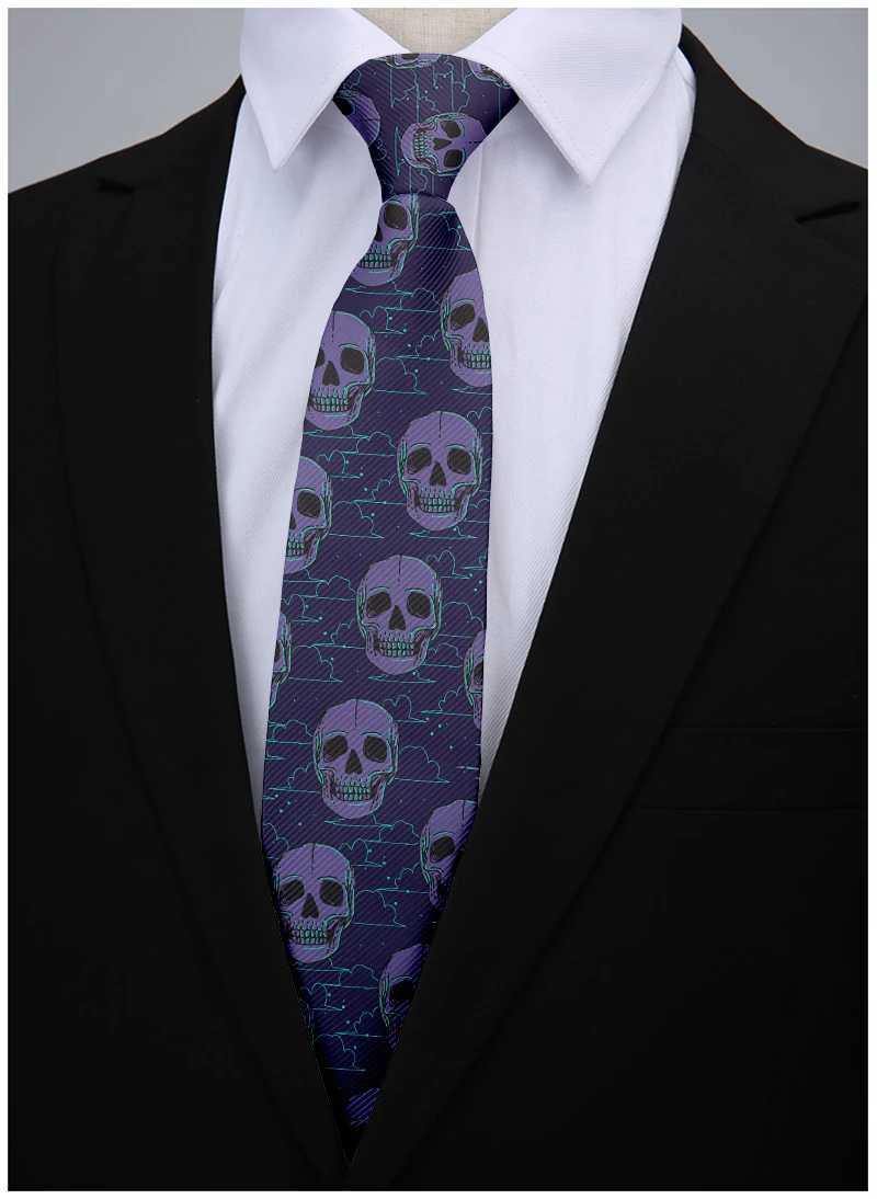 New SKL Rock Tie 3D Printed Fashionable Polter 8cm Classic Tie for Mens Daily Wedding Dress Y240925