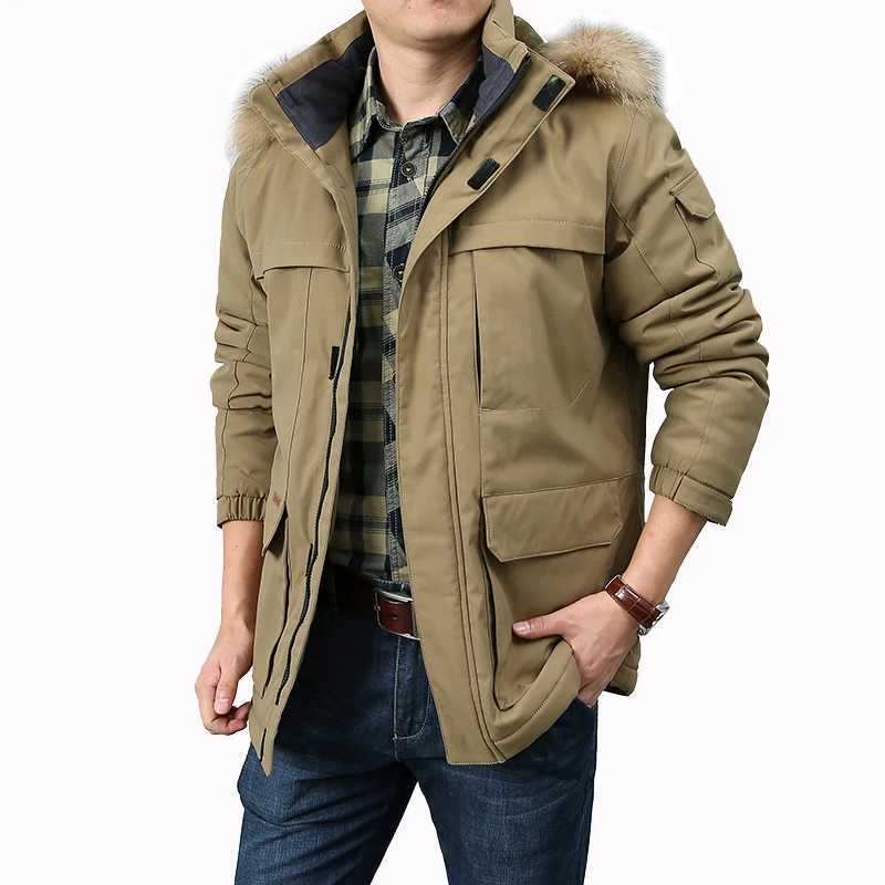 Mens winter jacket with wool lining windproof solid color outdoor park jacket hooded windproof military thick warm jacket Y240925
