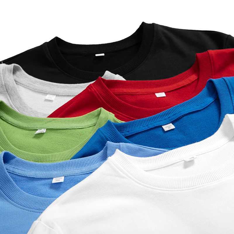 Solid Sweatshirt Men Casual Long Sleeve T Shirt Man Korean Fashion Pullover Hoodies Round Neck Mens Clothing TopX240925