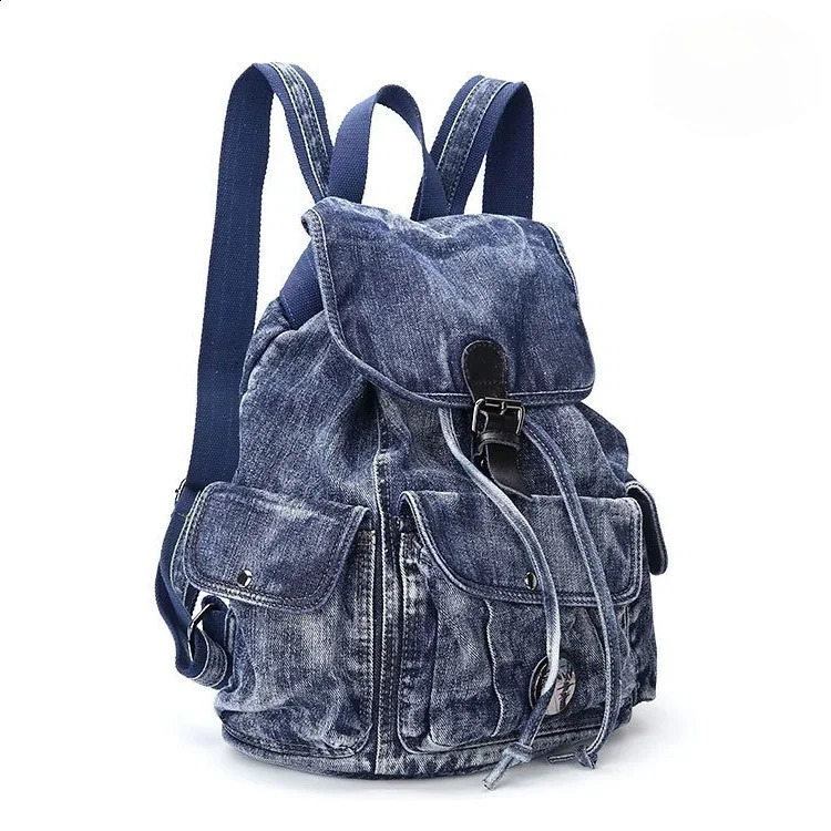 Ship from US Fashion Casual Denim Women Backpack Large Capacity Jean Bag Teenage Girls School Shoulder Female Backpack 250228FBB