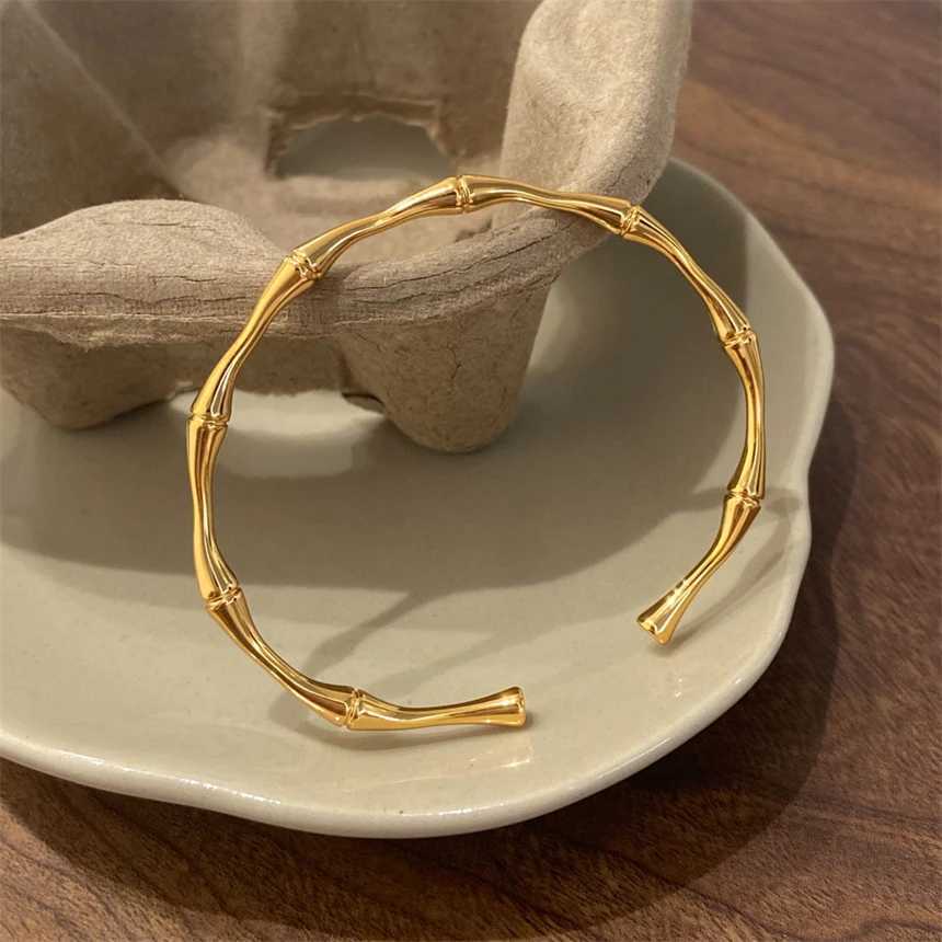 316L Stainless Steel Simplicity Bamboo Joint Open Thin Bangle Bracelet Ladies Fashion Trend High Jewelry Accessories Party GiftsX240925