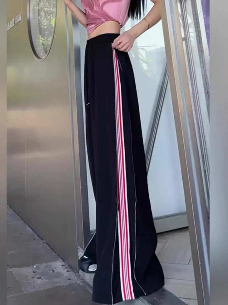 HOUZHOU Y2K Retro Luggage Striped Sports Pants Womens Oversized Jogger Korean Fashion Sports Pants Harajuku Street Clothing Trousers 240925