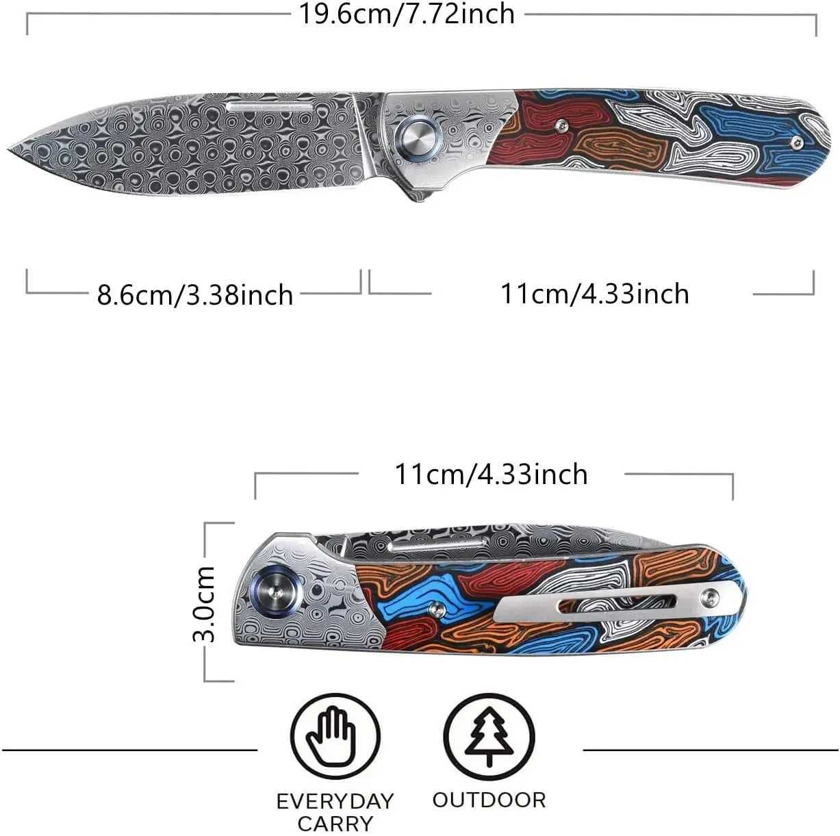 New Sitivien ST256 Pocket Knife Damascus Steel Knife Color G10 Handle Folding Knife EDC Work Outdoor Camping CL240925