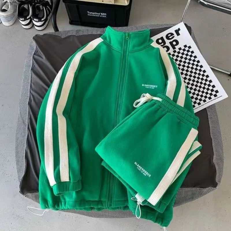 Tracksuit Joggers Sports Suit Mens Spring Autumn Cardigan Sweatshirt Casual Sweatpants Preppy Stripe Two-piece Unisex Tracksuits Z250416
