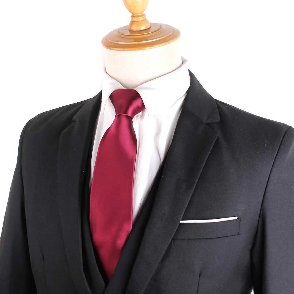 Mens new tight tie casual solid color tie set ultra-thin tie suitable for business weddings Grossman collar Gravata gift Y240925