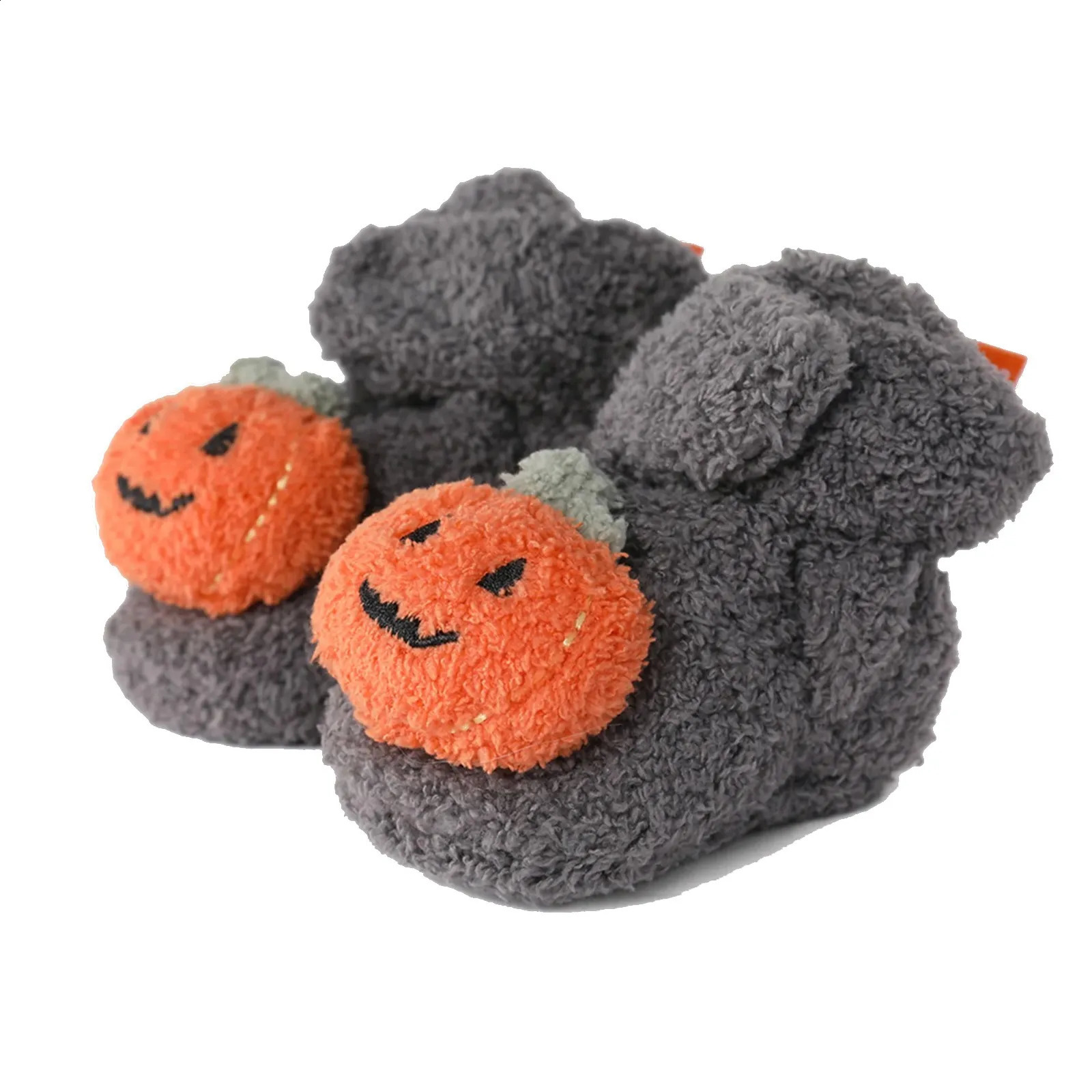 Baby plush slider Halloween pumpkin girl boy boots warm baby socks shoes comfortable pre walker 240925