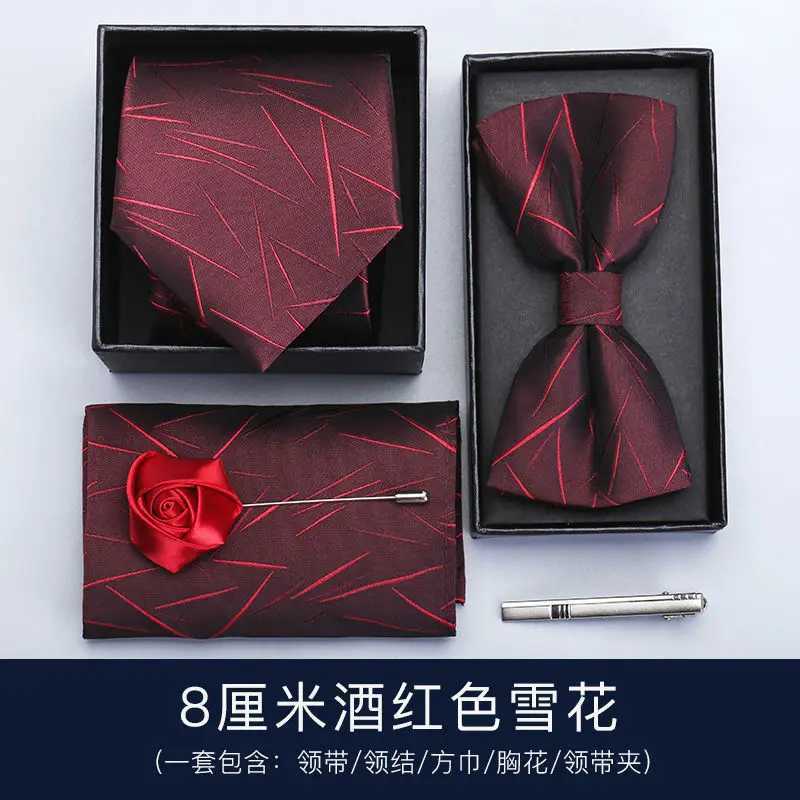 Mens Tie Set Mens Tie 5 Set Formal Set Professional Color Fashion Korean Business Edition Stripe Wedding Gro Gift Box Y240925