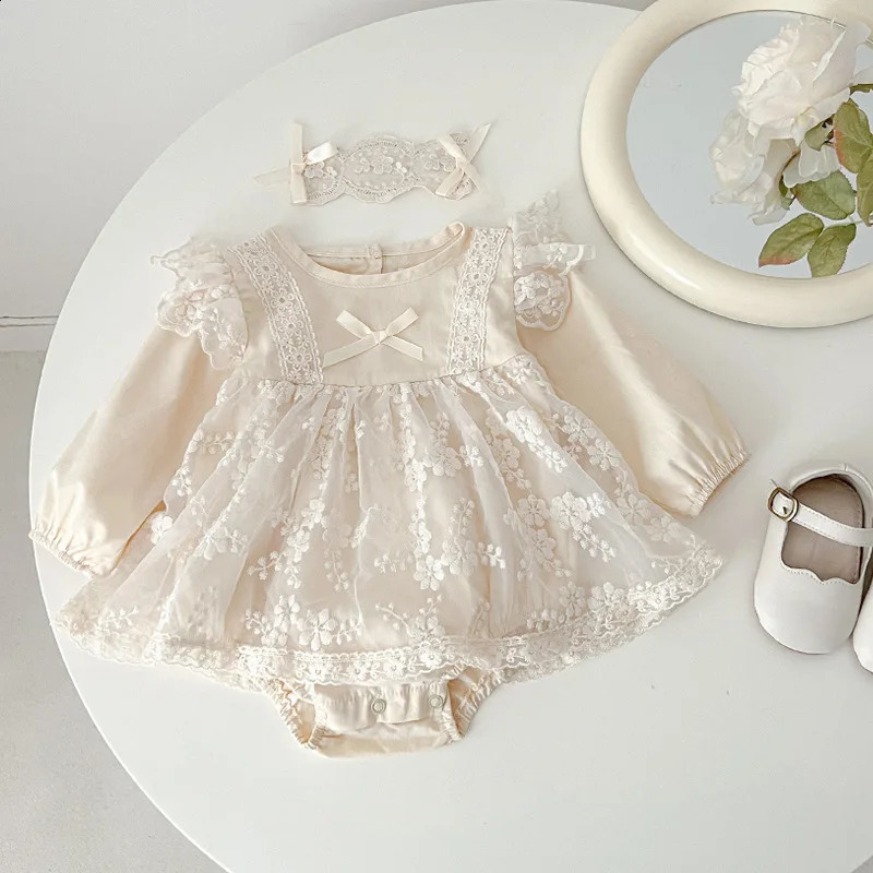 2014 SpringSummer Girl One Piece Onesie Korean style Small Lace Long Sleeve jumpsuit 240925