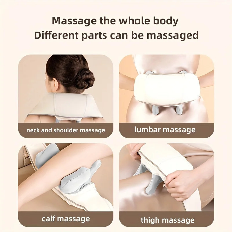 Electric Neck And Back Massager Wireless Shoulder Kneading Massage Pillow Cervical Muscle Relaxing Shawl 240919