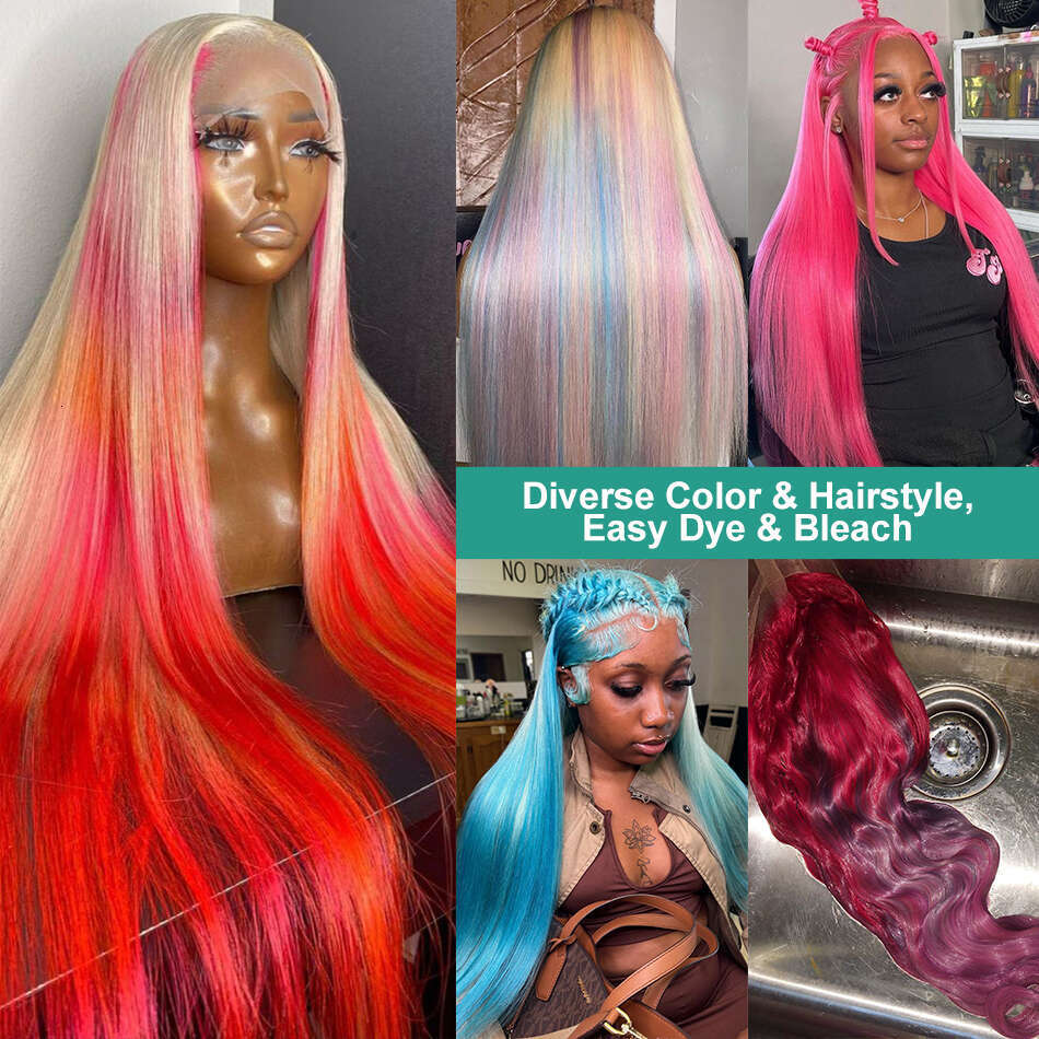 250 Density 30 38 Inch 613 Hd Frontal 13X6 Brazilian Colored Bone Straight 13X4 Blonde Lace Front Wig Human Hair Wigs