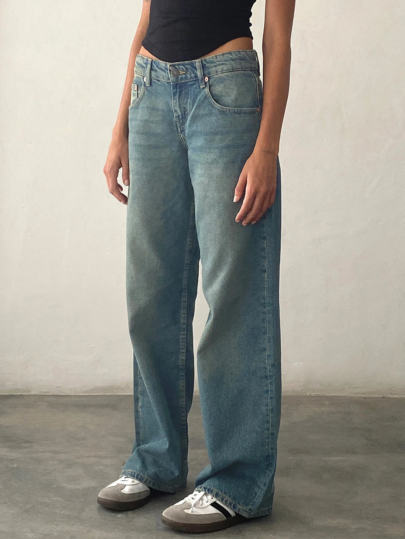 Womens Y2K Wide Leg Jeans Baggy High Waist Straight Leg Boyfriend Denim Pants Casual Vintage Loose Jeans Streetwear 240921