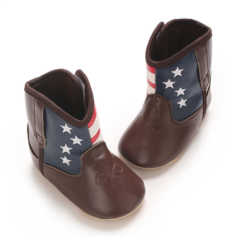 018M baby fashion boots cute printing highquality soft PU non slip sole spring and summer walking shoes 240925
